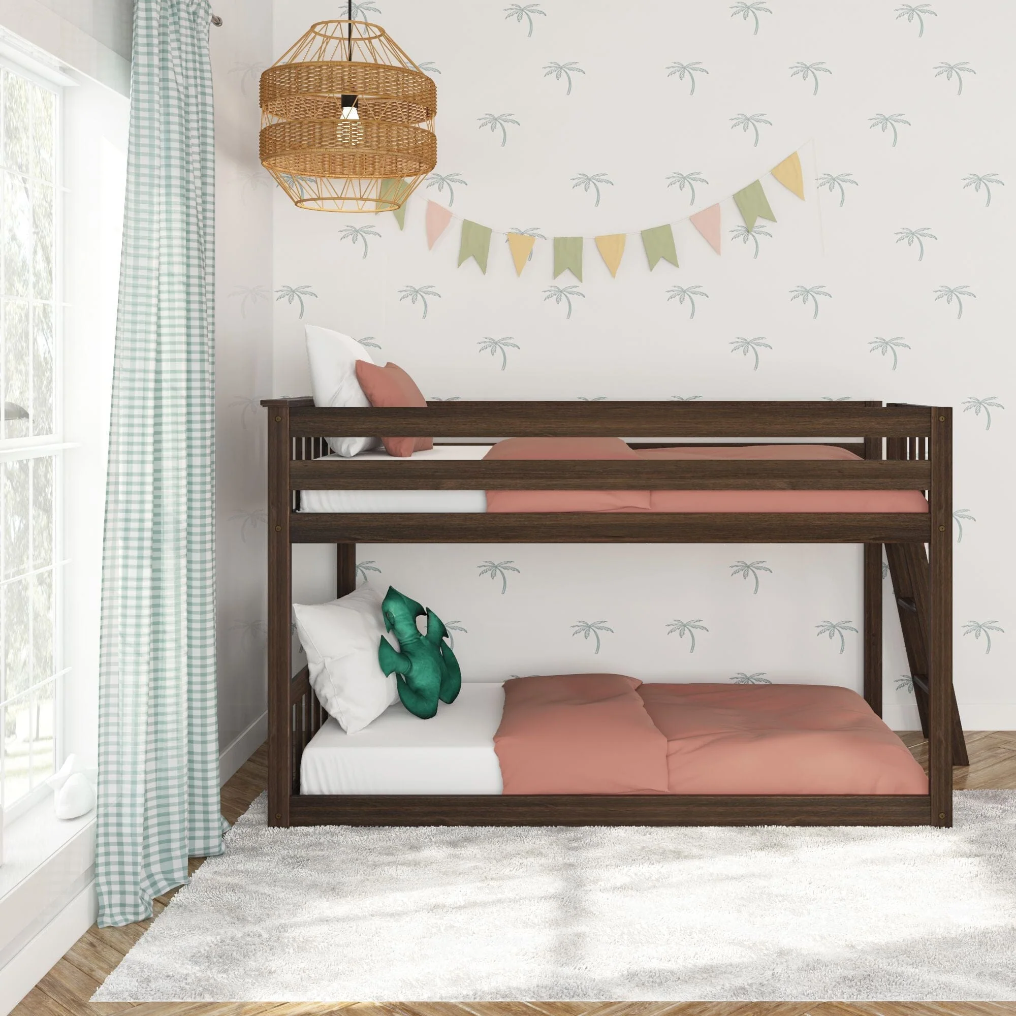 Twin Over Twin Low Bunk Bed With Ladder On End - Image 10