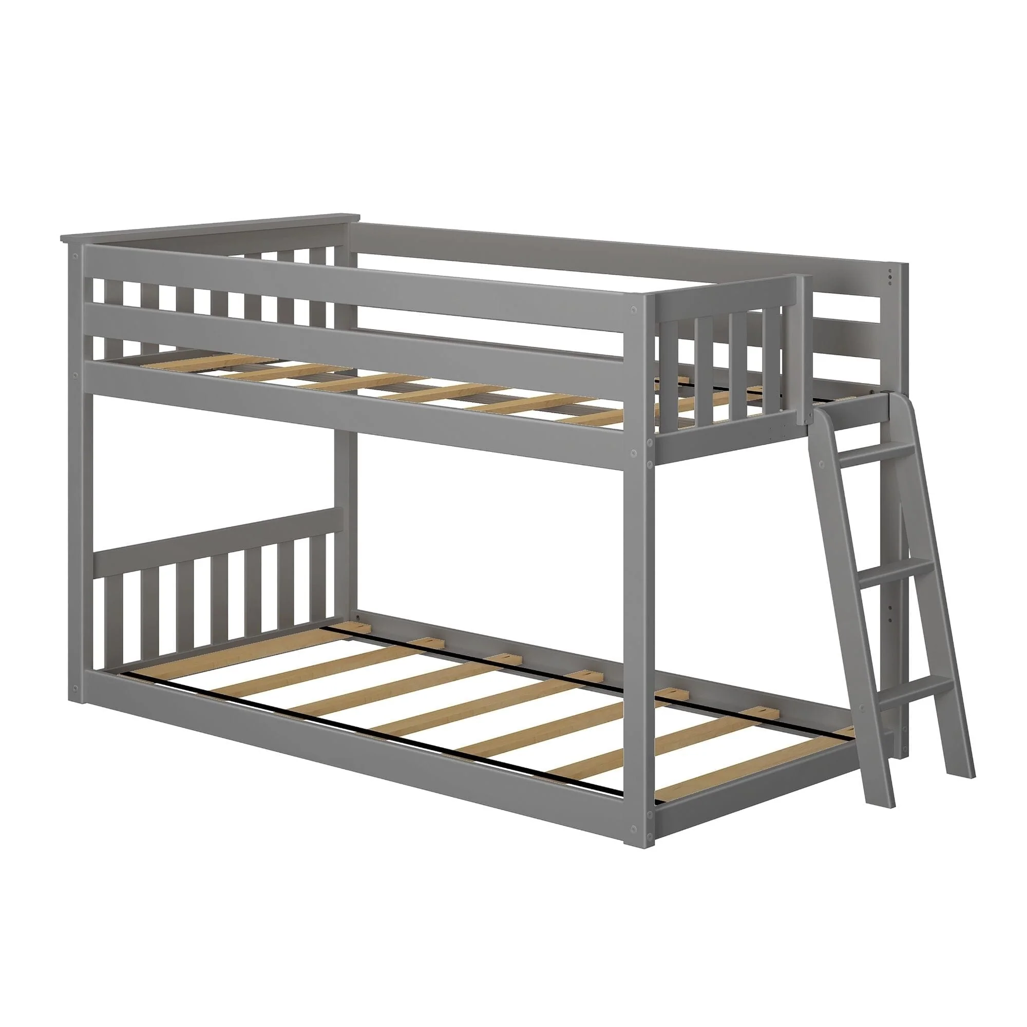 Twin Over Twin Low Bunk Bed With Ladder On End - Image 13