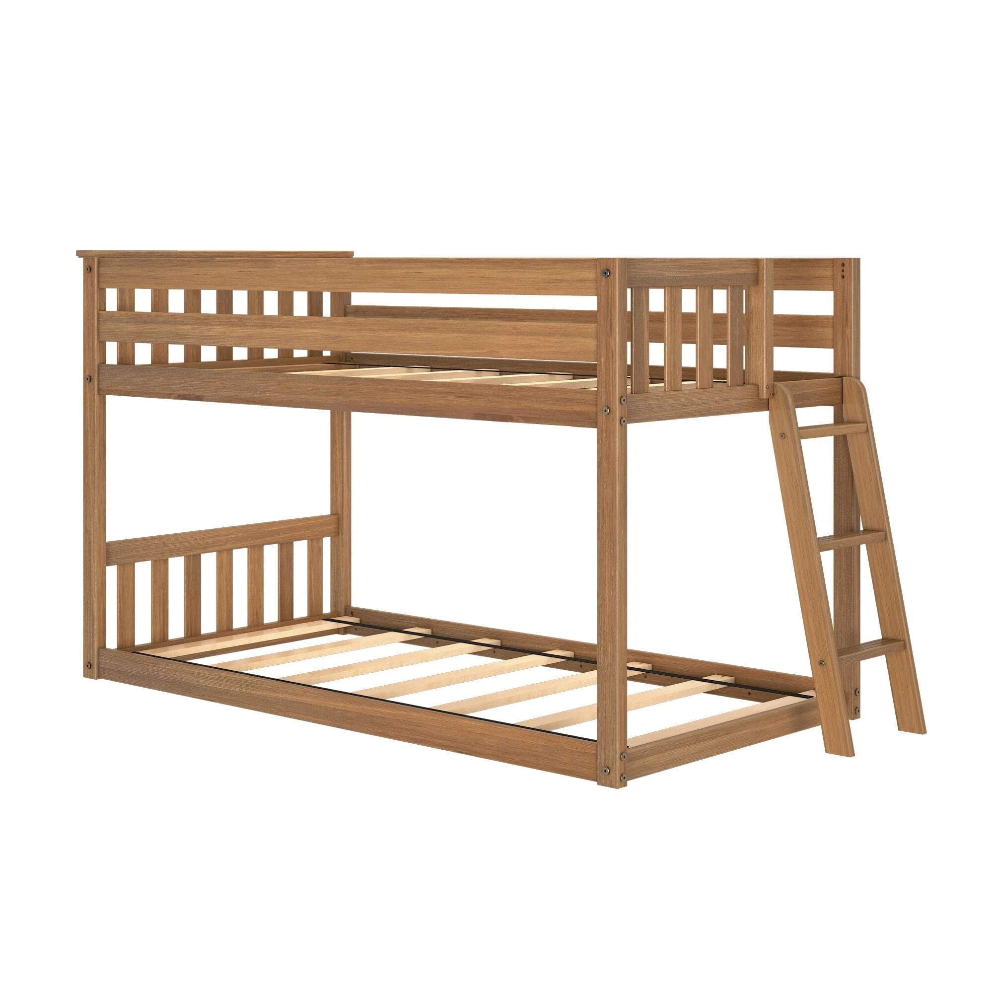 Twin Over Twin Low Bunk Bed With Ladder On End - Image 14