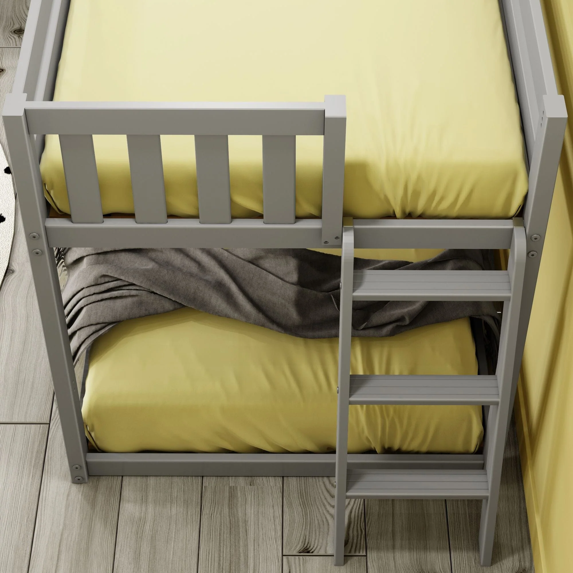 Twin Over Twin Low Bunk Bed With Ladder On End - Image 23