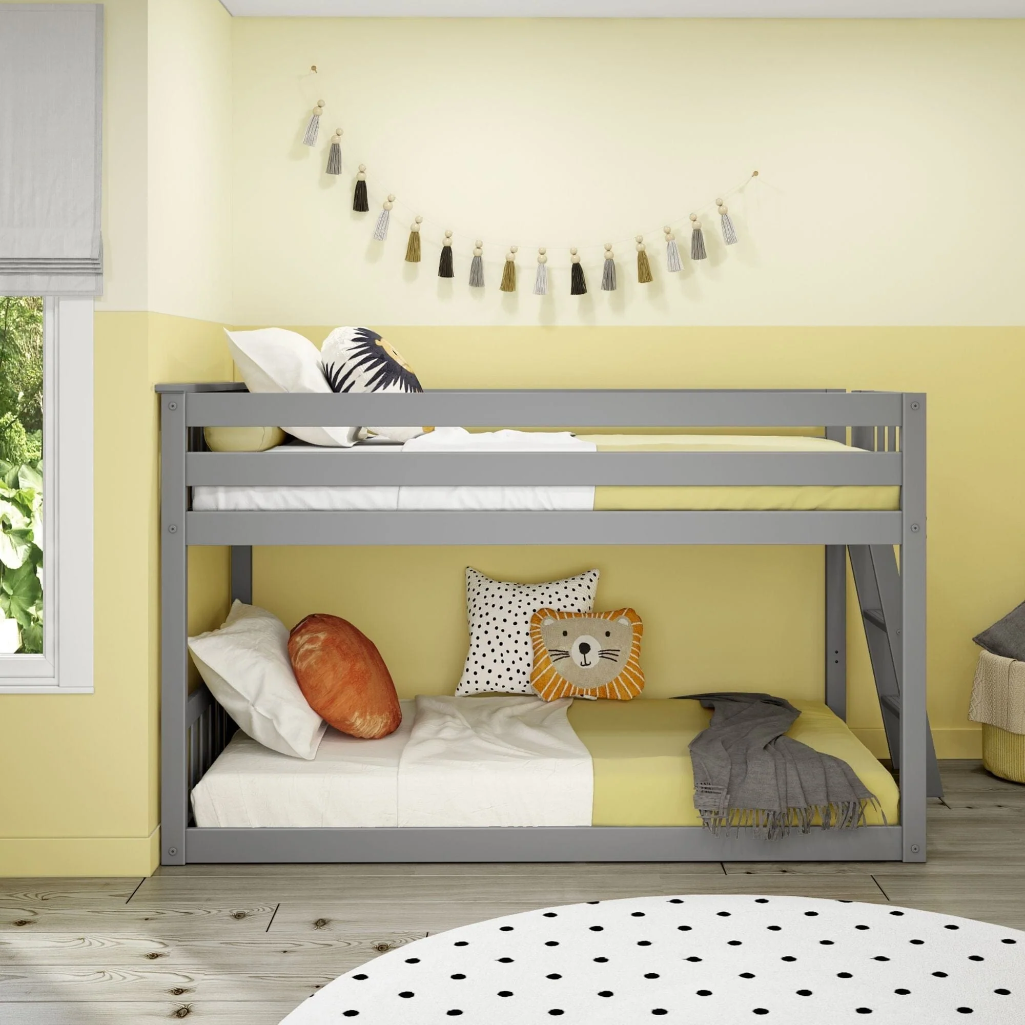 Twin Over Twin Low Bunk Bed With Ladder On End - Image 8