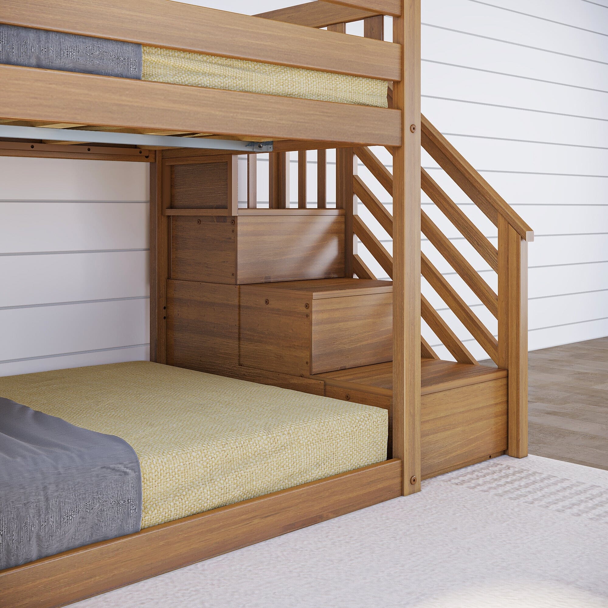 Twin Over Twin Low Bunk Bed With Slide & Stairs - Image 15