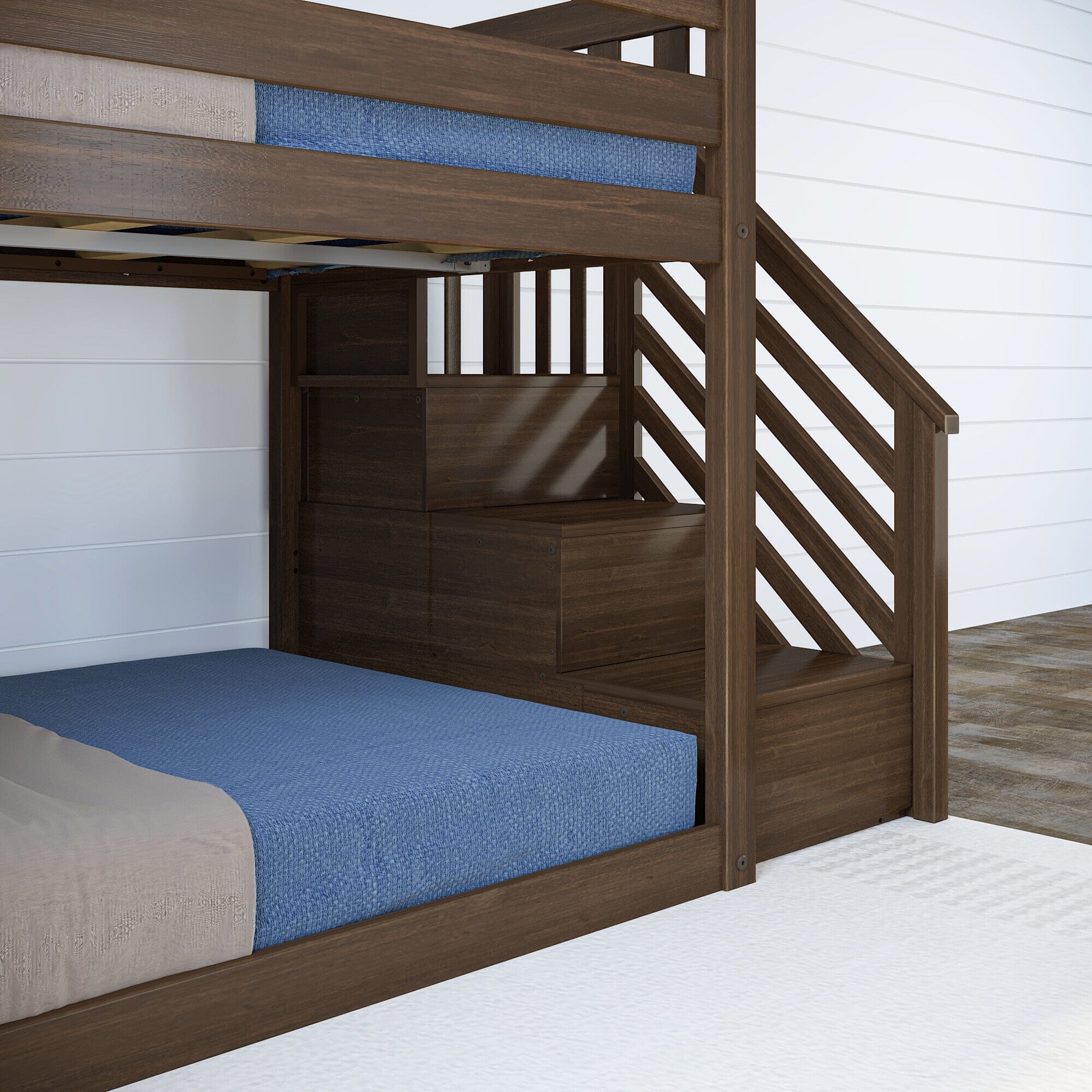 Twin Over Twin Low Bunk Bed With Slide & Stairs - Image 16
