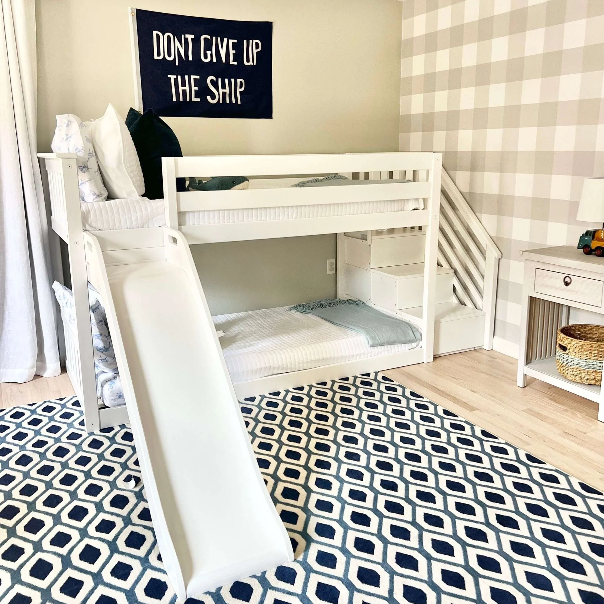 Twin Over Twin Low Bunk Bed With Slide & Stairs - Image 25