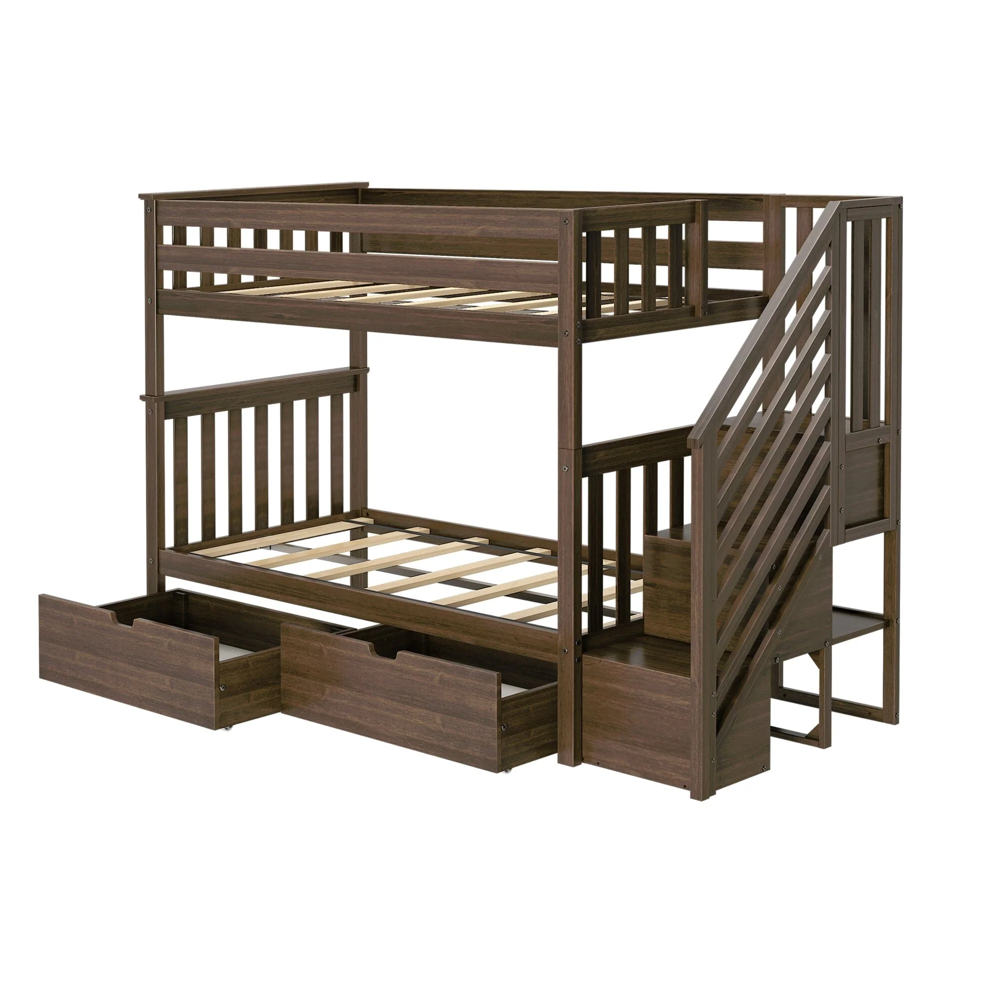 Twin Over Twin Bunk Bed With Stairs & Storage Drawers - Image 12
