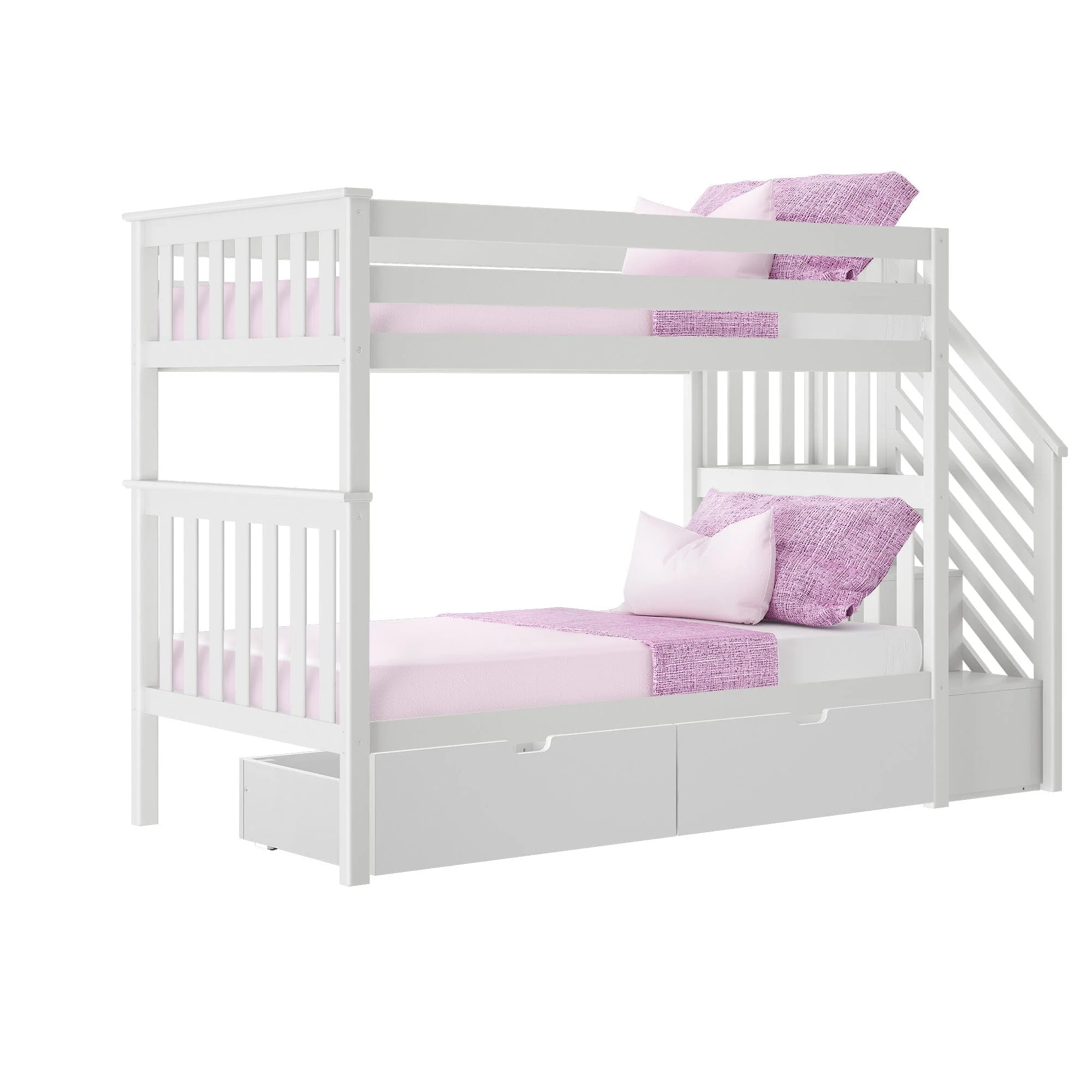 Twin Over Twin Bunk Bed With Stairs & Storage Drawers - Image 9