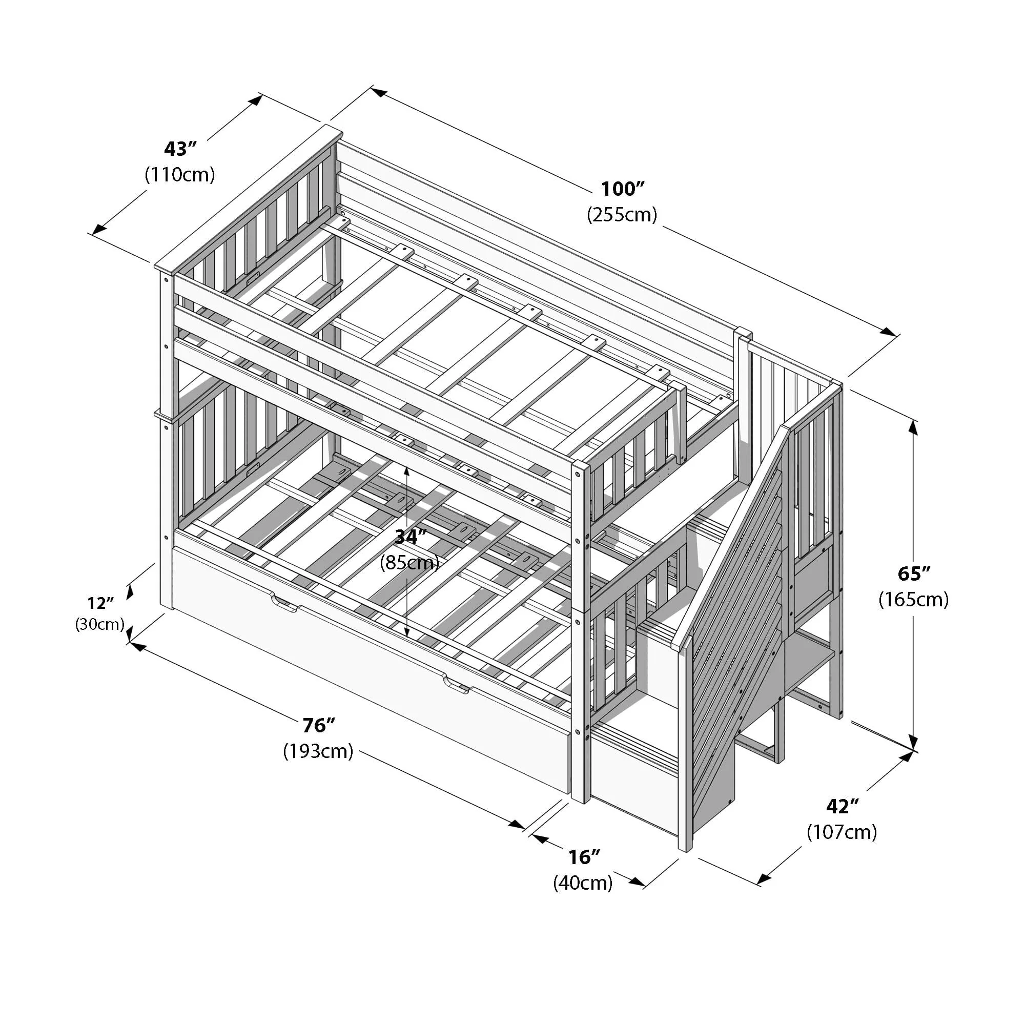 Twin Over Twin Bunk Bed With Stairs & Trundle - Image 25