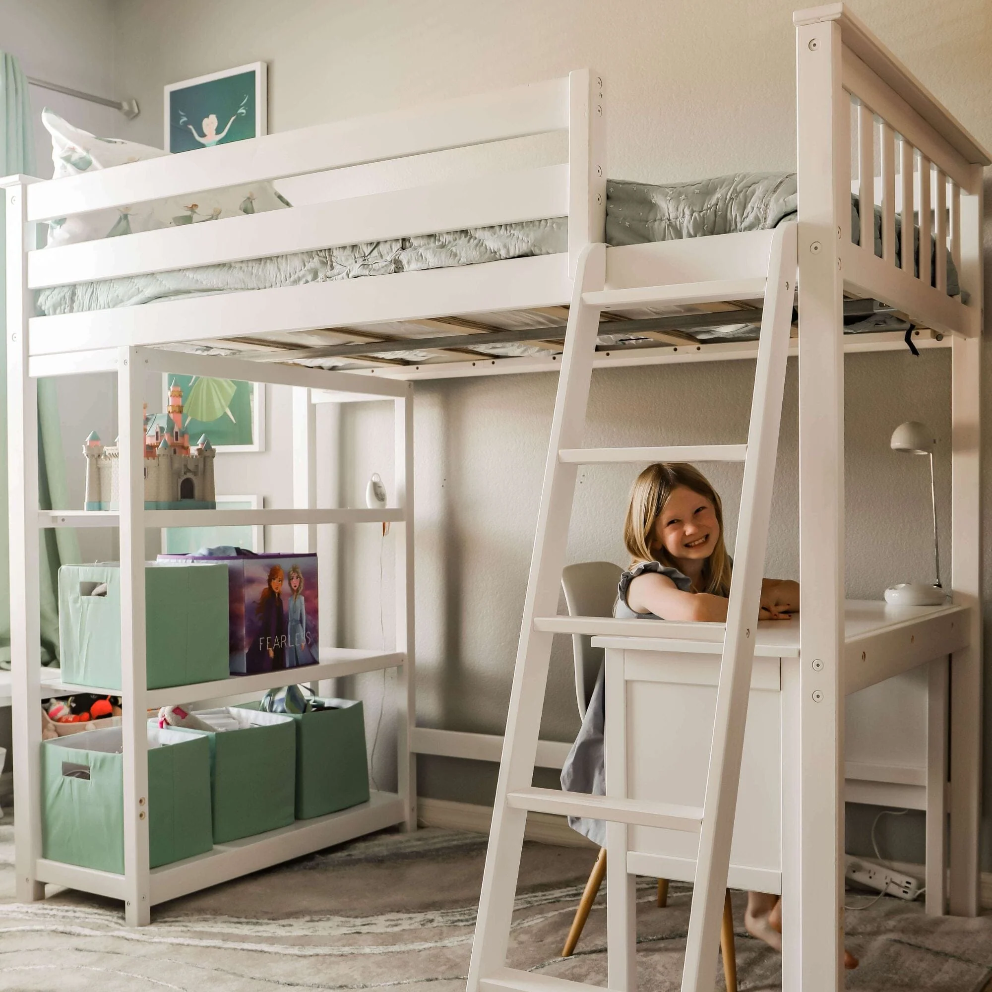 Twin Loft Bed With Bookcase & Desk - Image 22