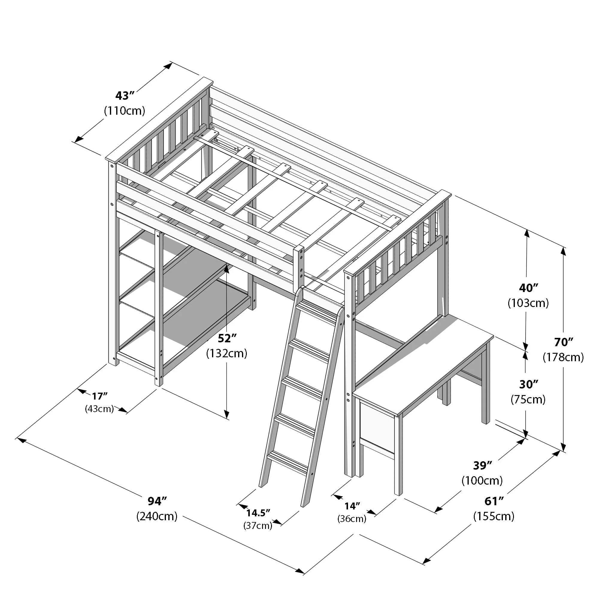 Twin Loft Bed With Bookcase & Desk - Image 29