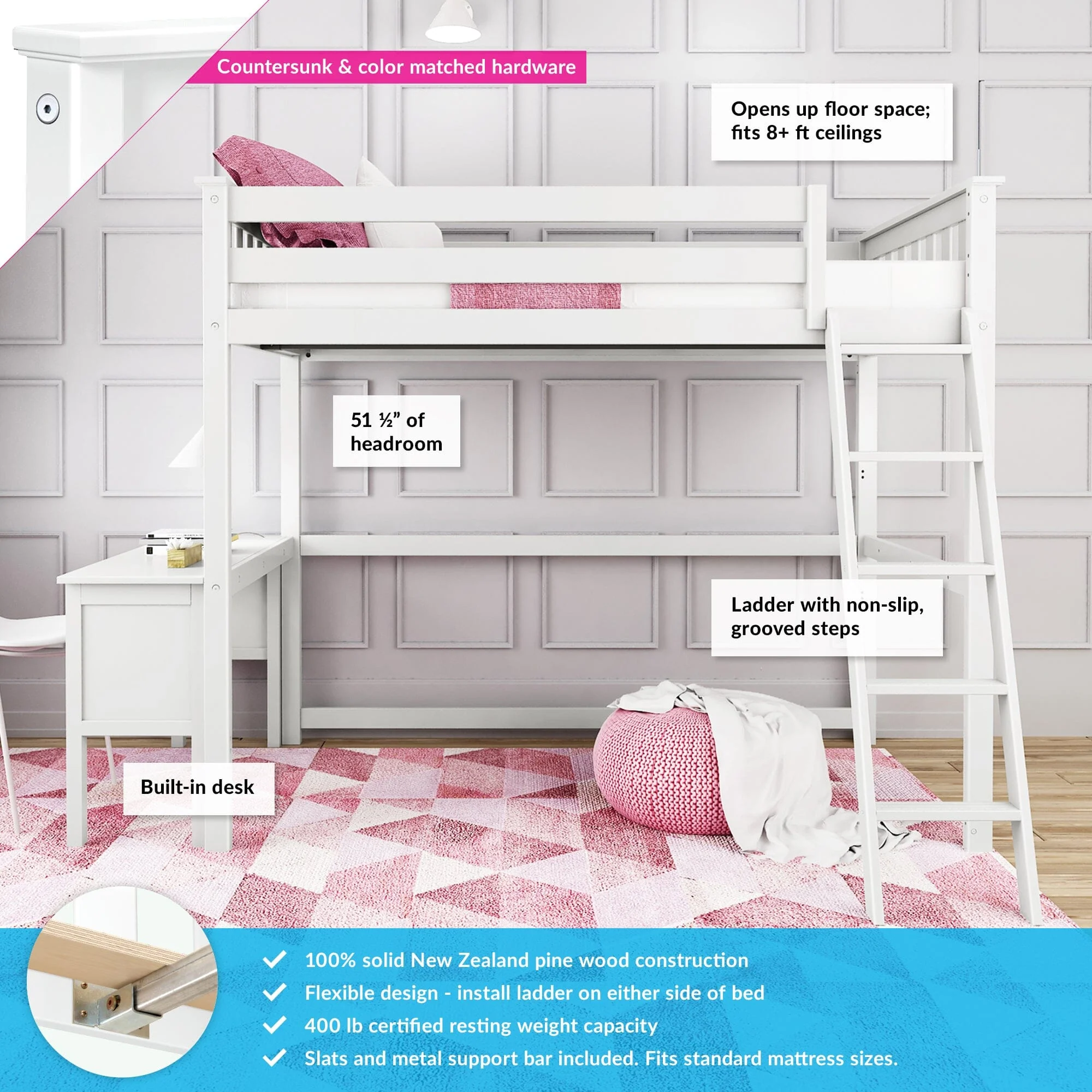Twin Loft Bed With Desk - Image 3
