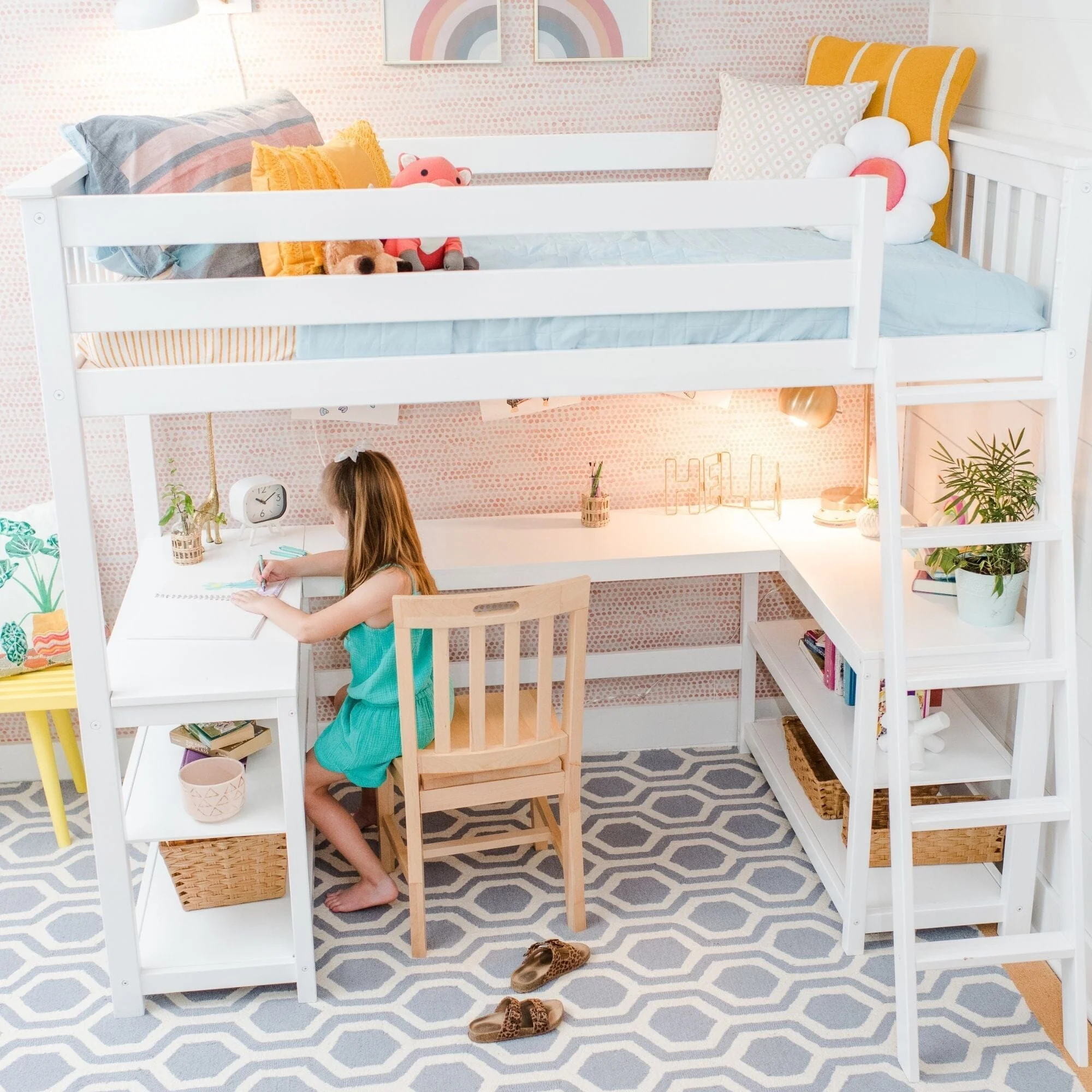Twin Loft Bed With Wraparound Desk & Shelves - Image 11