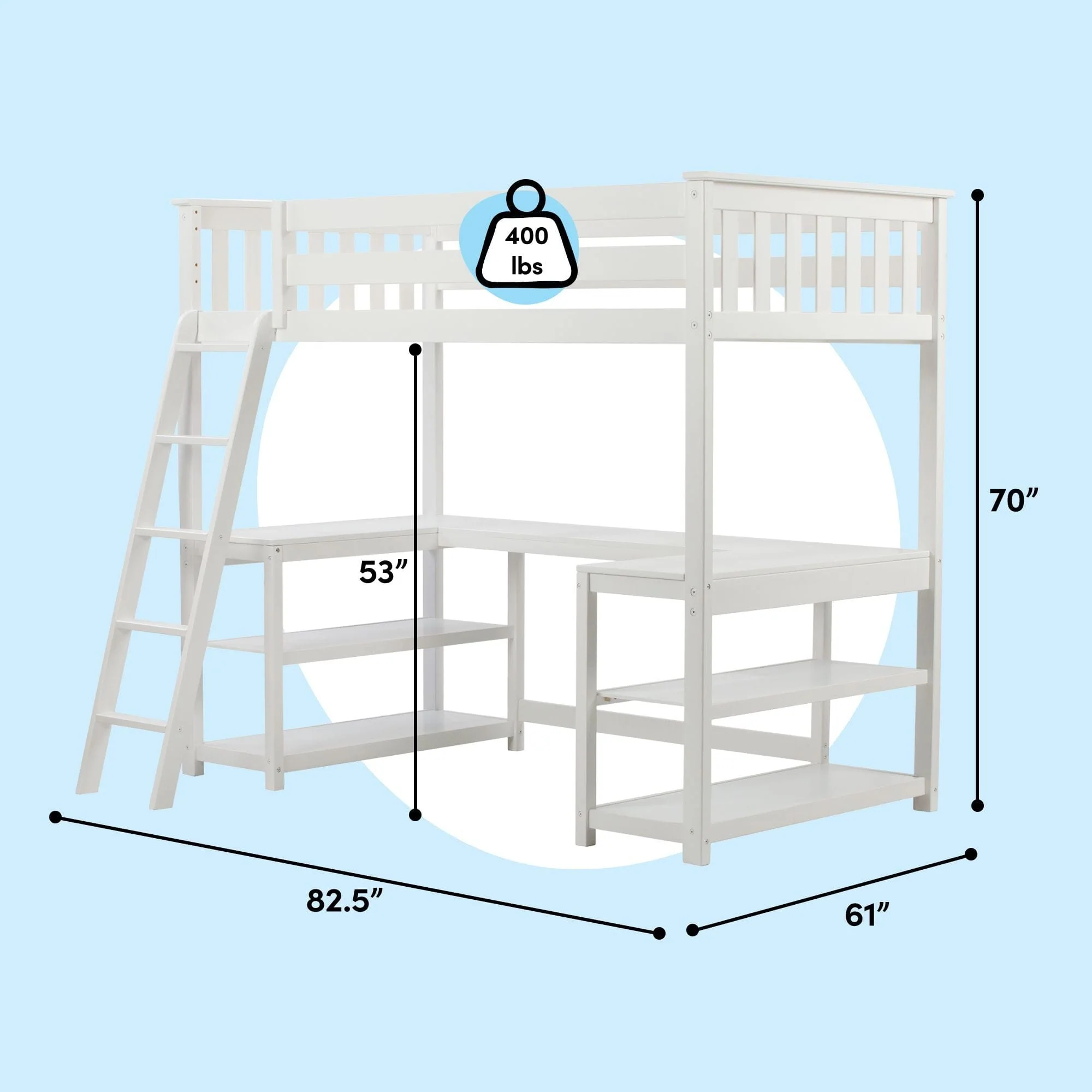 Twin Loft Bed With Wraparound Desk & Shelves - Image 25