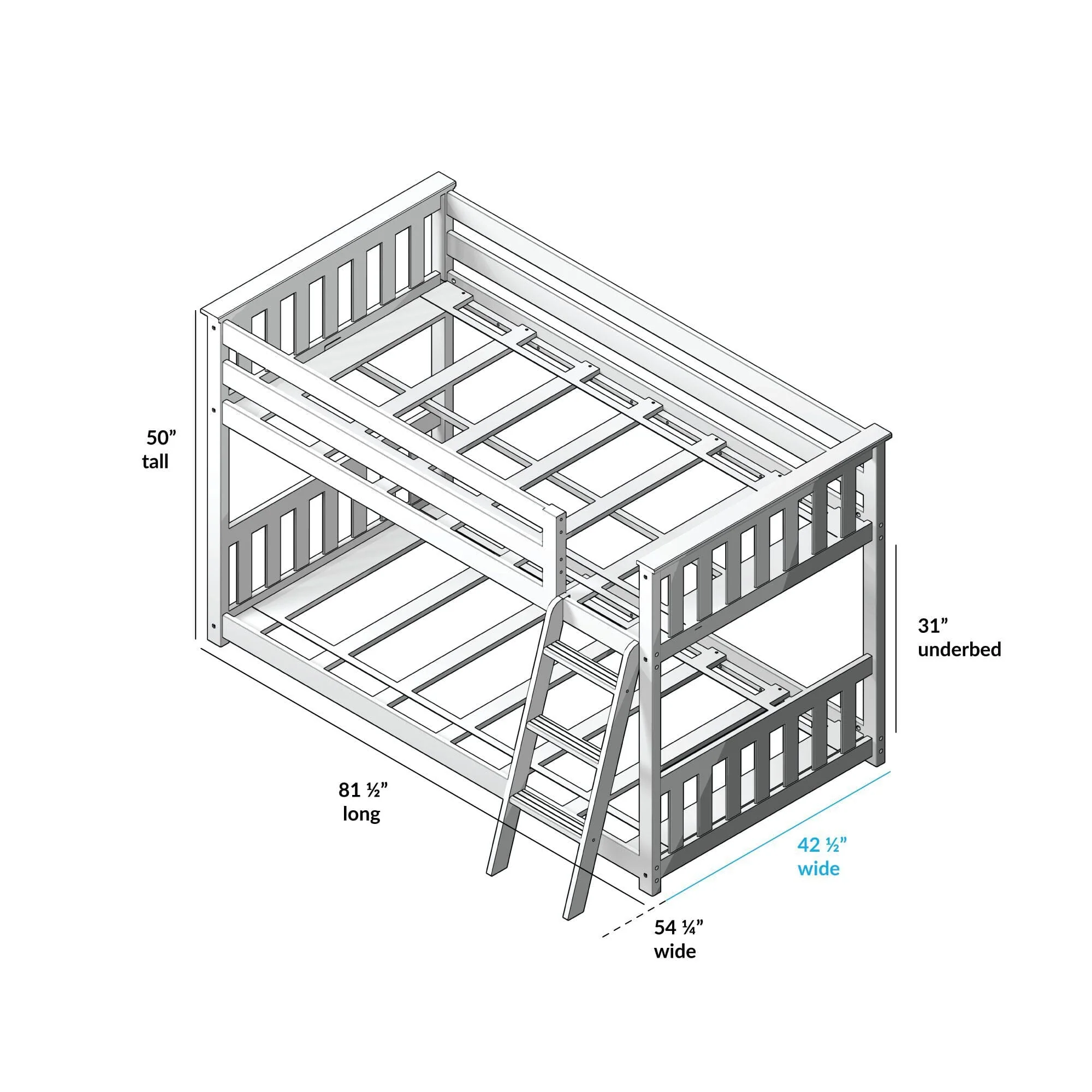 Twin Over Twin Low Bunk Bed With Curtain - Image 109