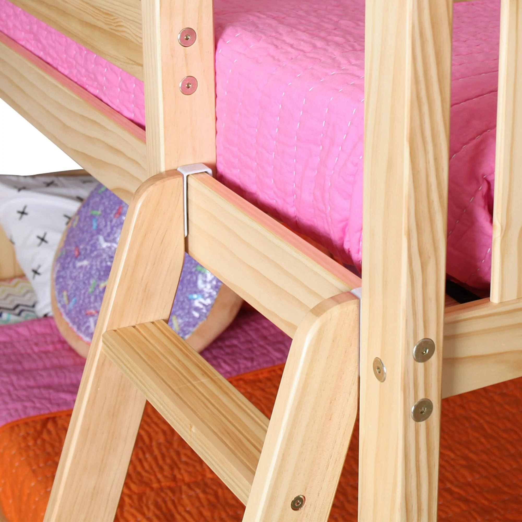 Twin Over Twin Low Bunk Bed With Curtain - Image 87