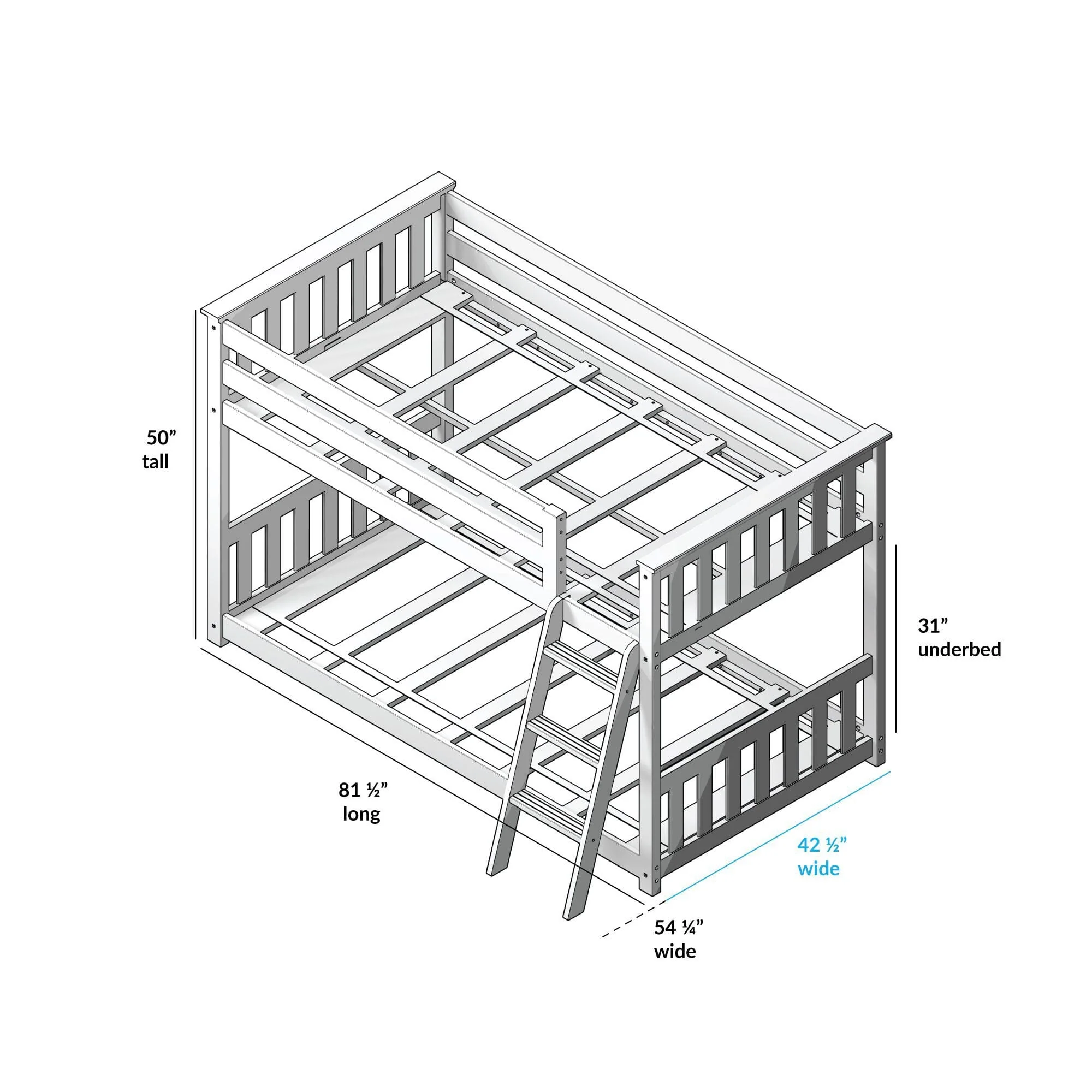 Twin Over Twin Low Bunk Bed With Curtain - Image 95