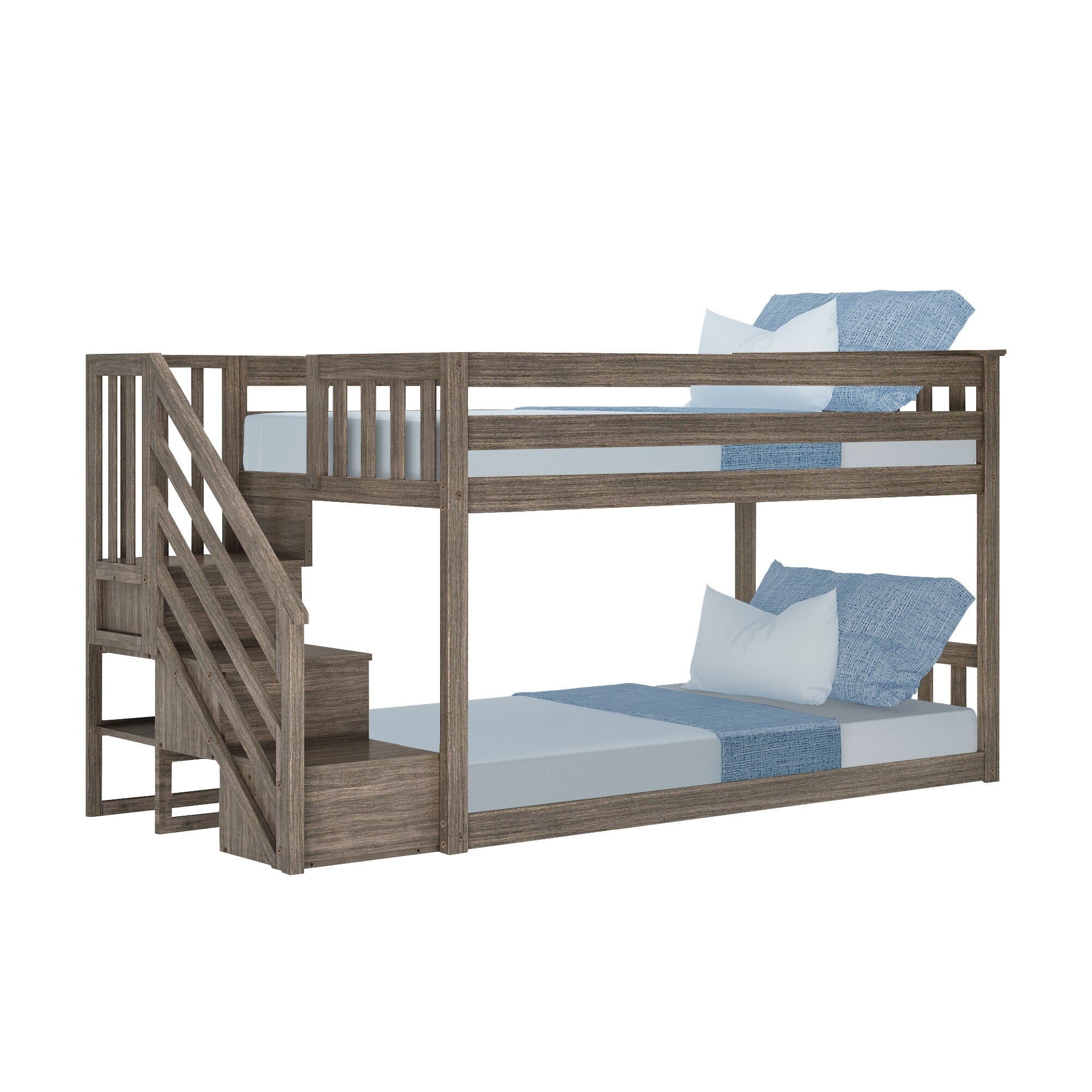Twin Over Twin Low Bunk Bed With Stairs - Image 10