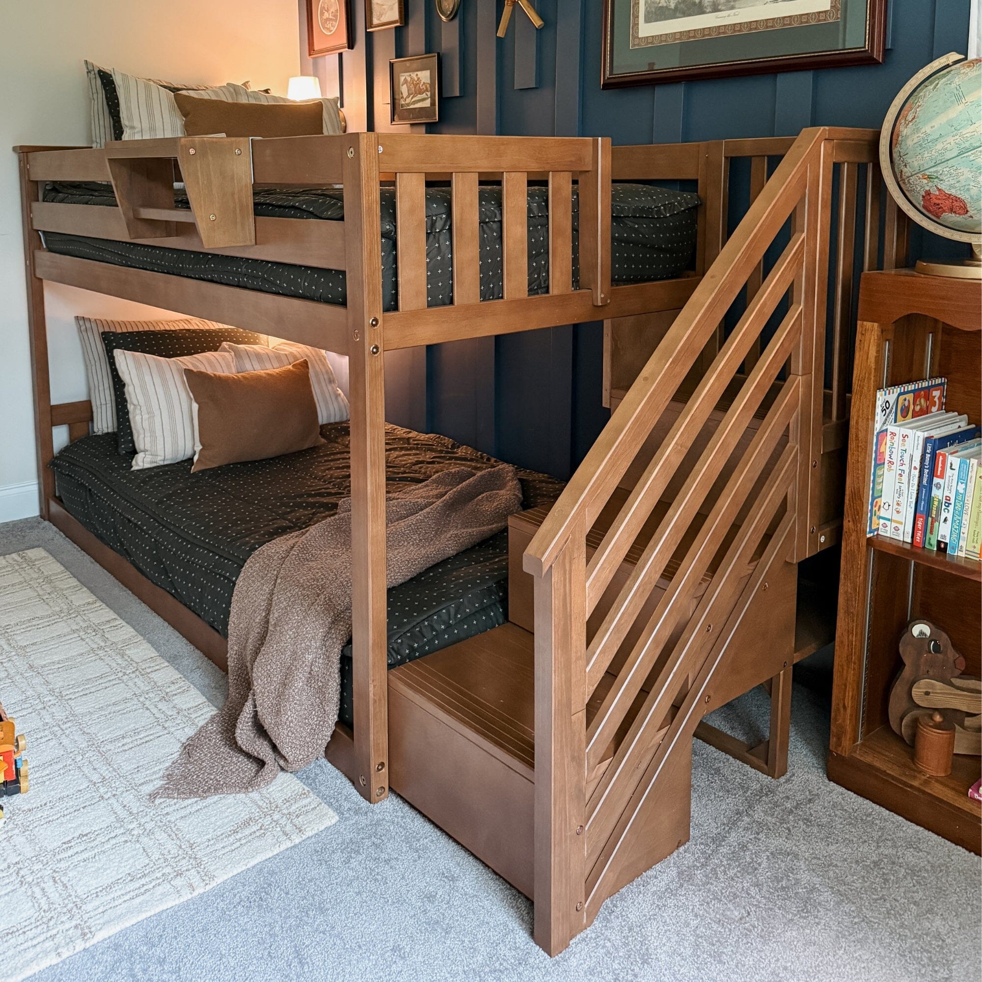 Twin Over Twin Low Bunk Bed With Stairs - Image 23