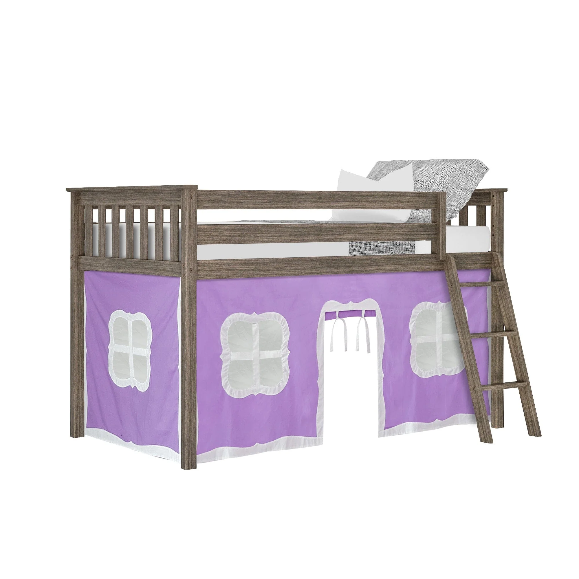 Twin Low Loft Bed With Curtain - Image 19