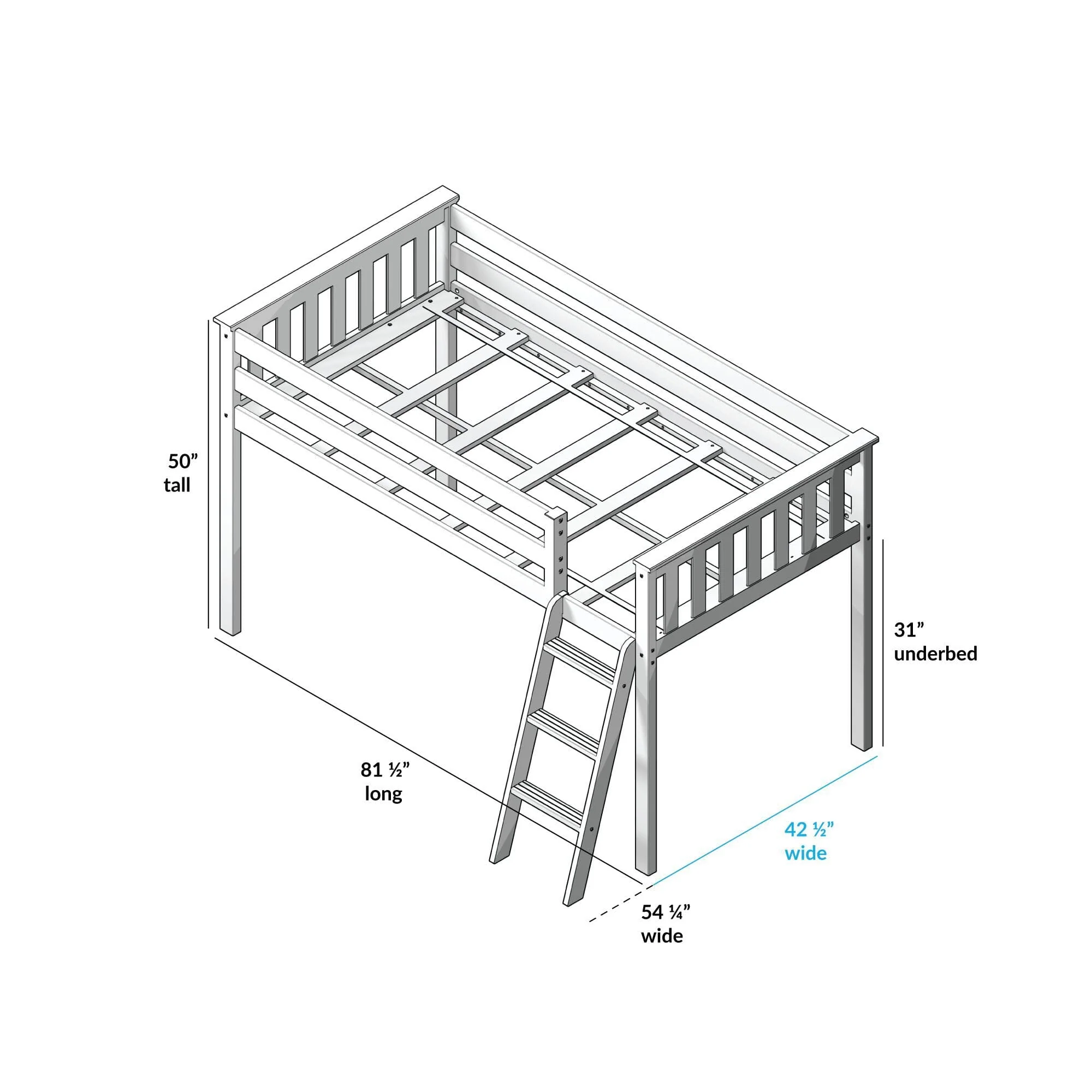 Twin Low Loft Bed With Curtain - Image 48