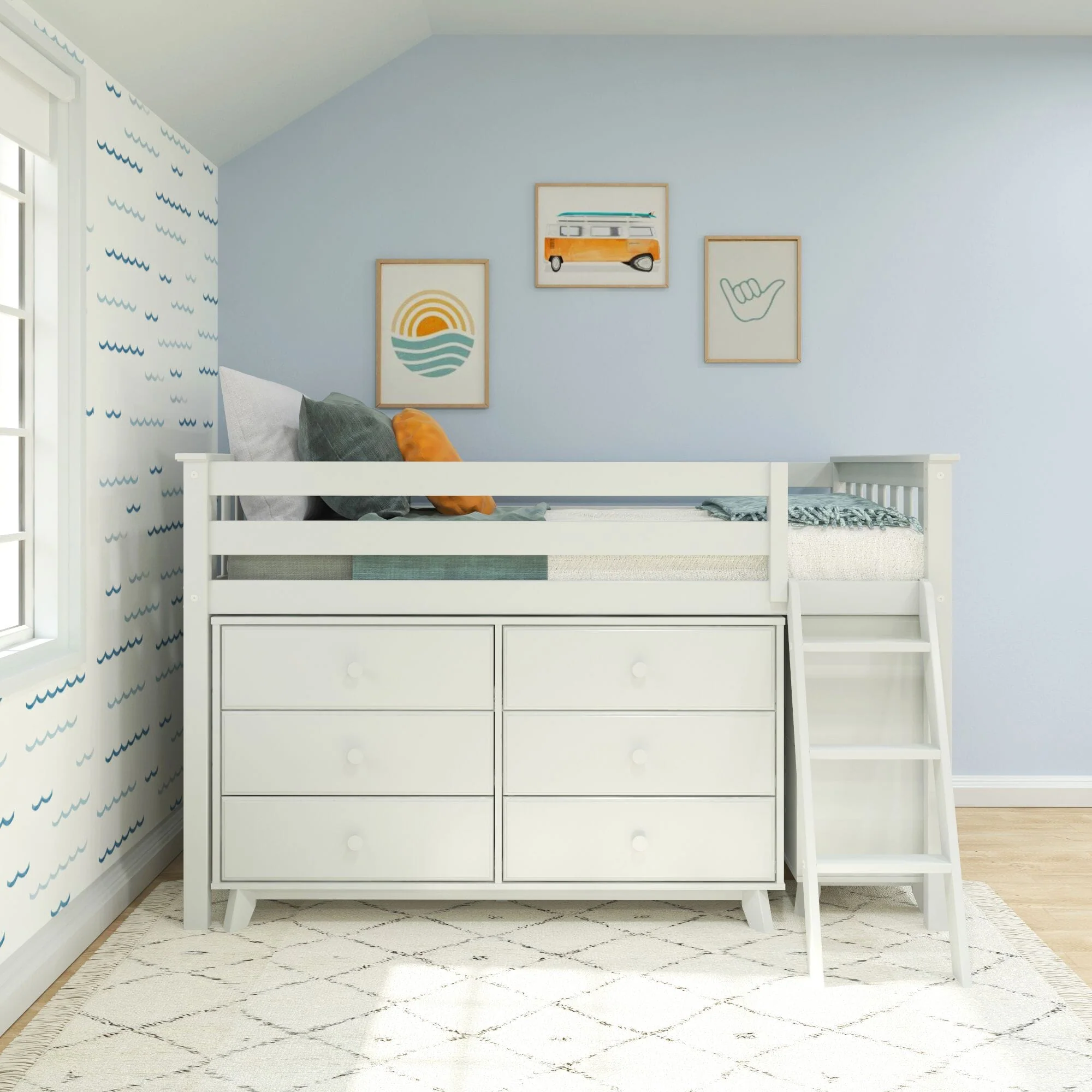 Twin Low Loft Bed With 2 Dressers - Image 4
