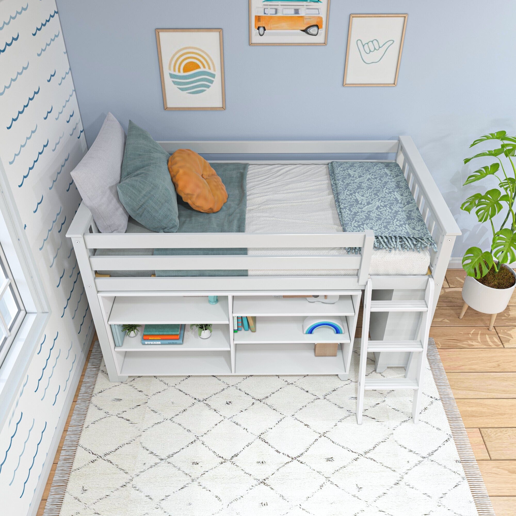 Twin Low Loft Bed With Bookcases - Image 9