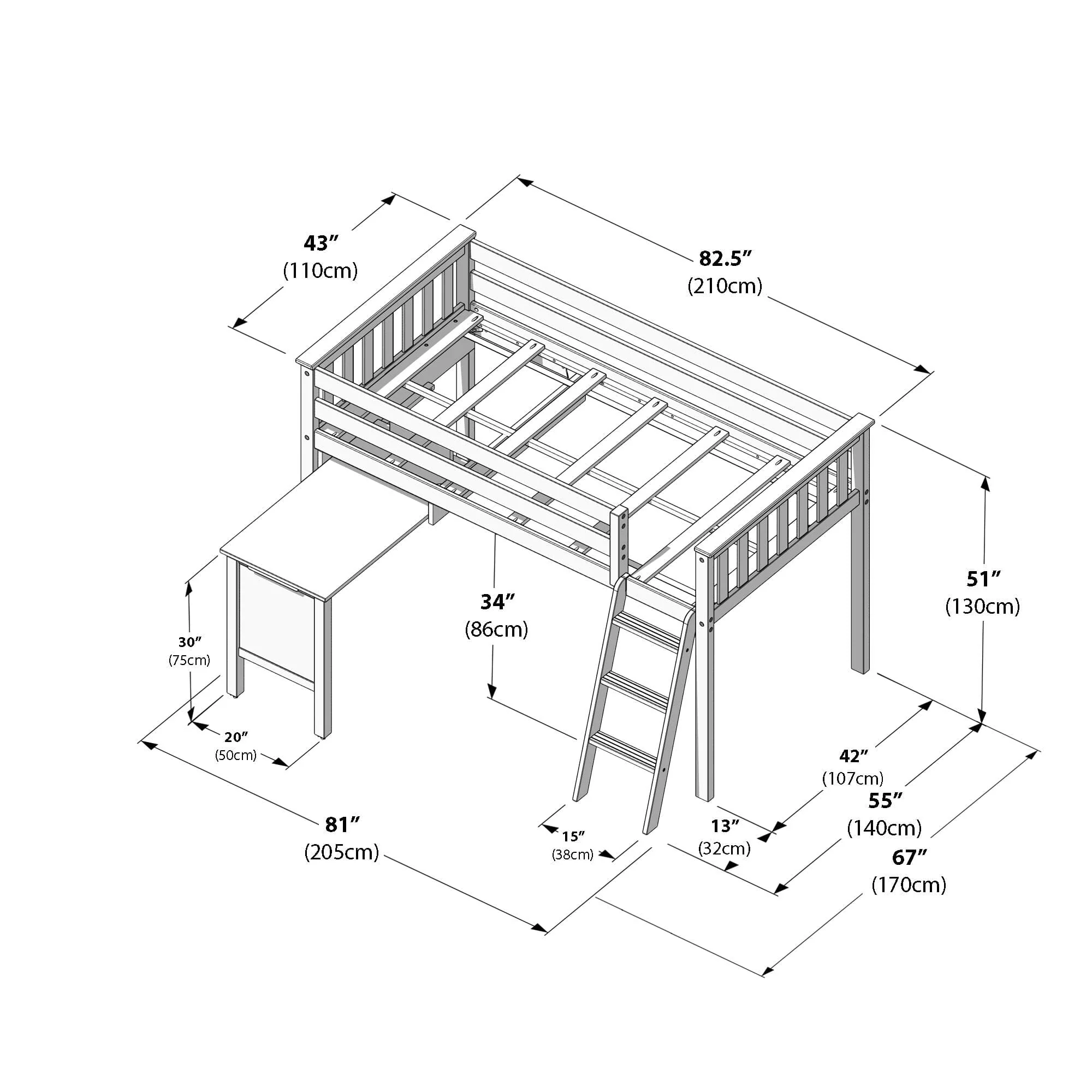 Twin Low Loft Bed With Desk - Image 15
