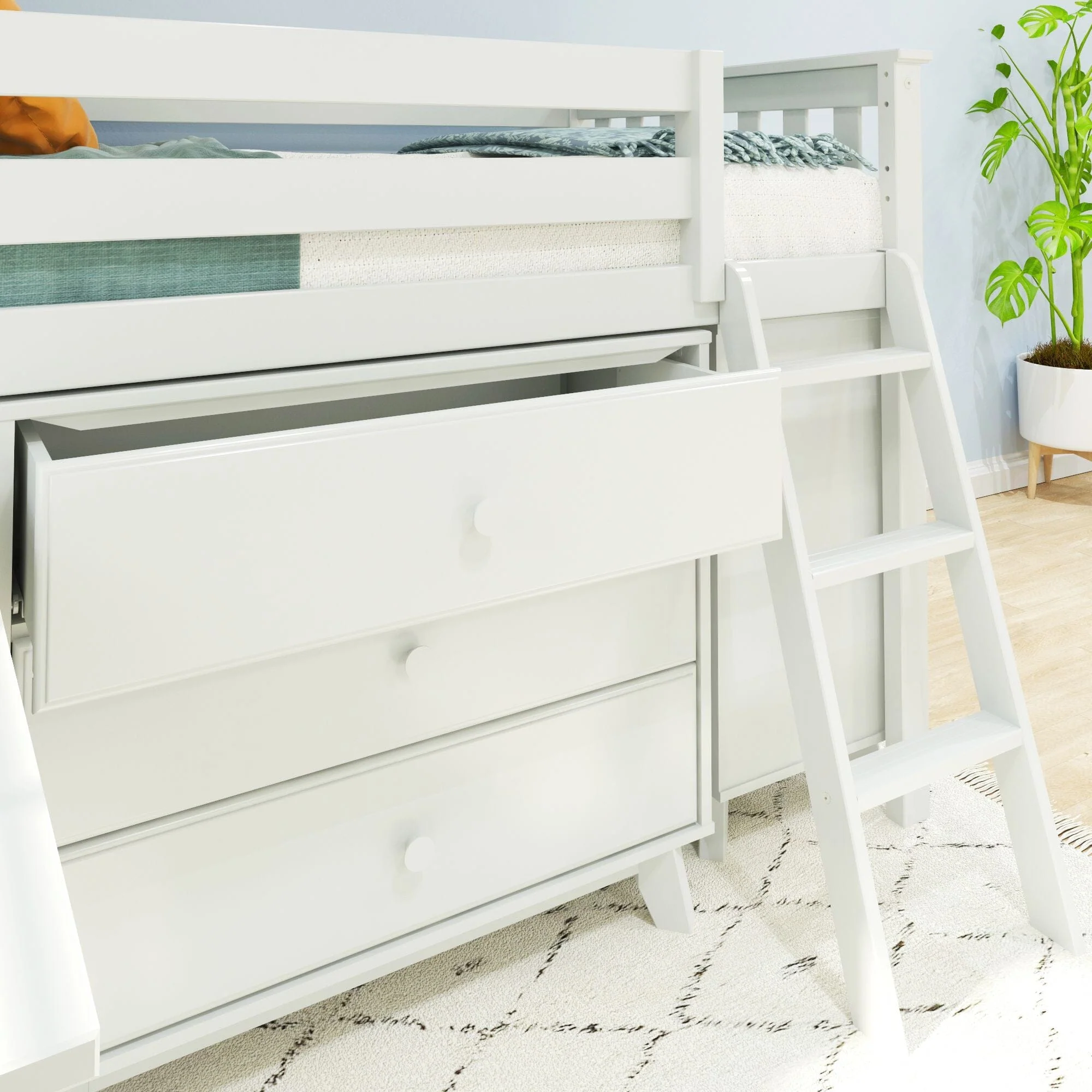 Twin Low Loft Bed With Desk & Dressers - Image 9