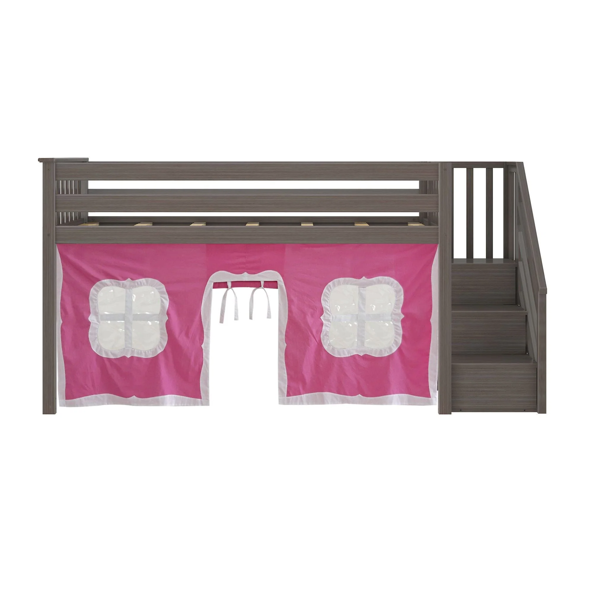 Twin-Size Low Loft with Stairs + Curtain - Image 28