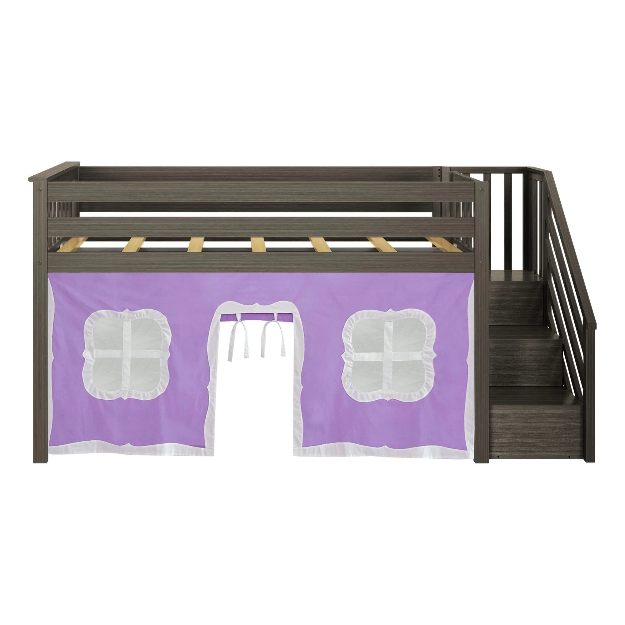 Twin-Size Low Loft with Stairs + Curtain - Image 32