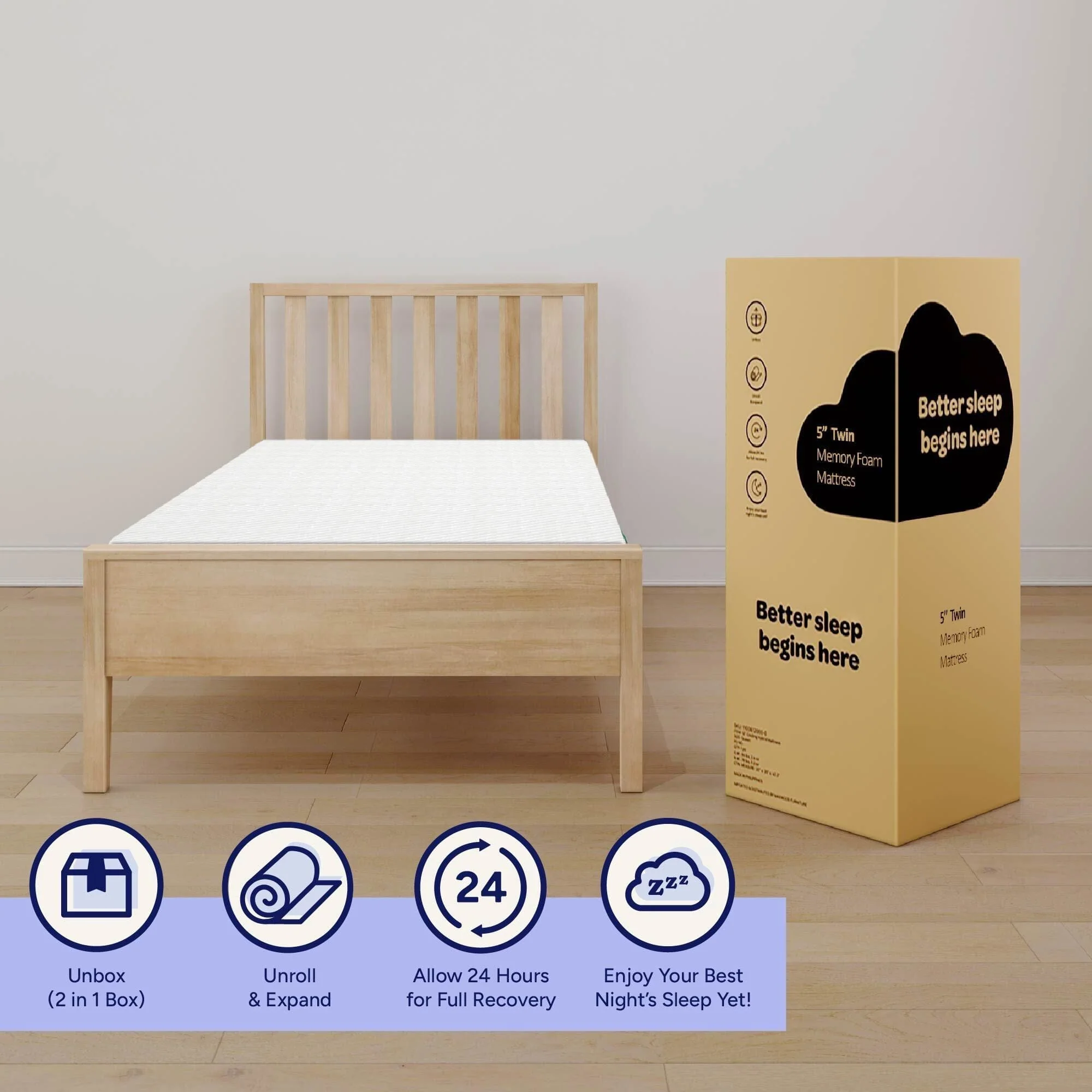 Two Pack 5-Inch Twin Memory Foam Mattress - Image 13